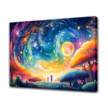 Mother and Daughter Starry Sky Canvas Poster 12x18 inch