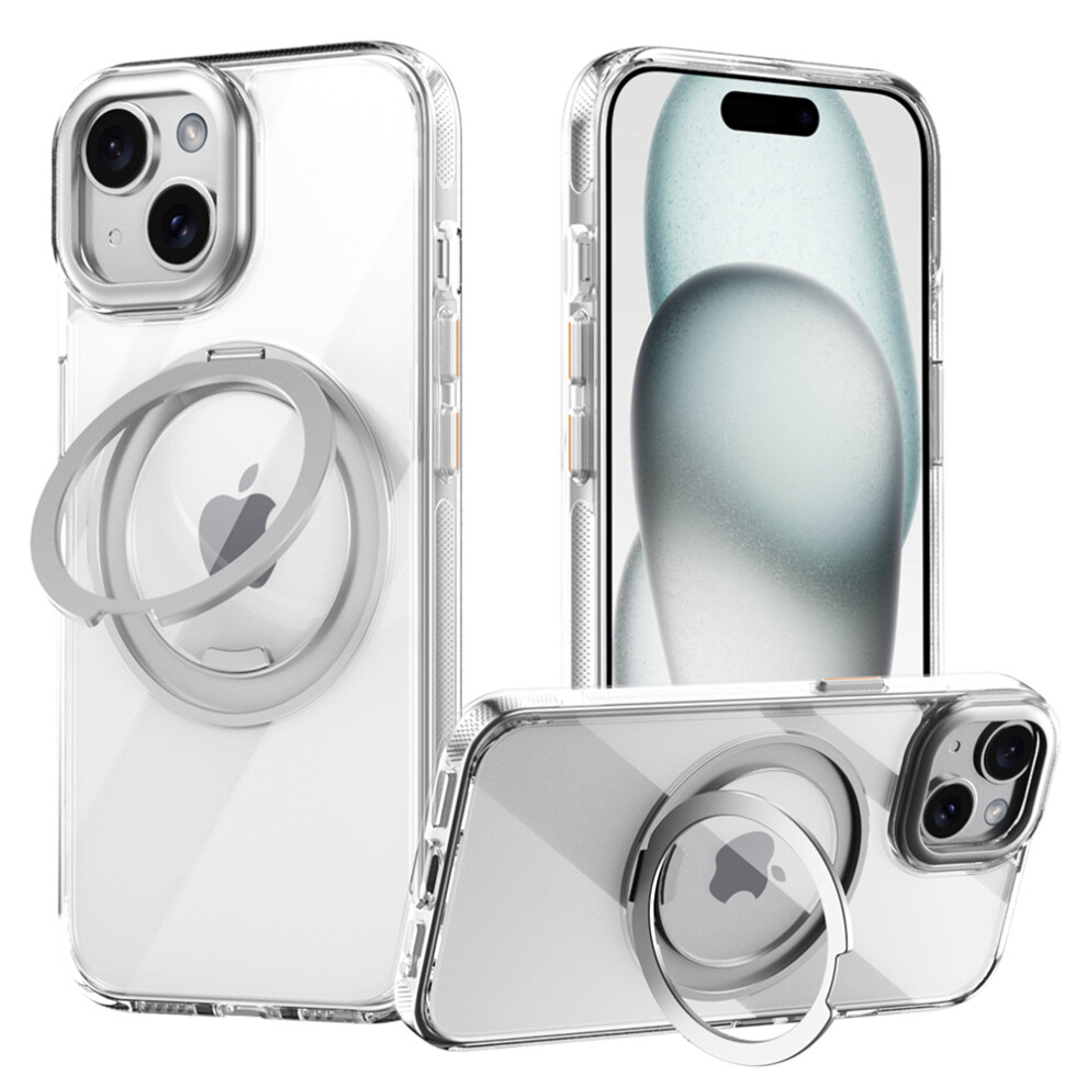(Transparent) For Iphone 15 Case Compatible With Magsafe Kickstand Tpu Pc Phone Back Cover 6914298857946