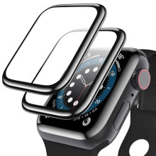Ag luí le Apple Watch le Cosantóir Scáileáin Apple Watch4/5/6/SE44mm [Pacáiste 2] Cosantóir Taispeána Cuartha 3D Dubh