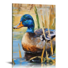 Affiche QFMY Canard colvert, tableau sur toile, impression photo murale, idée cadeau pour salon ou maison, 30 x 40 cm