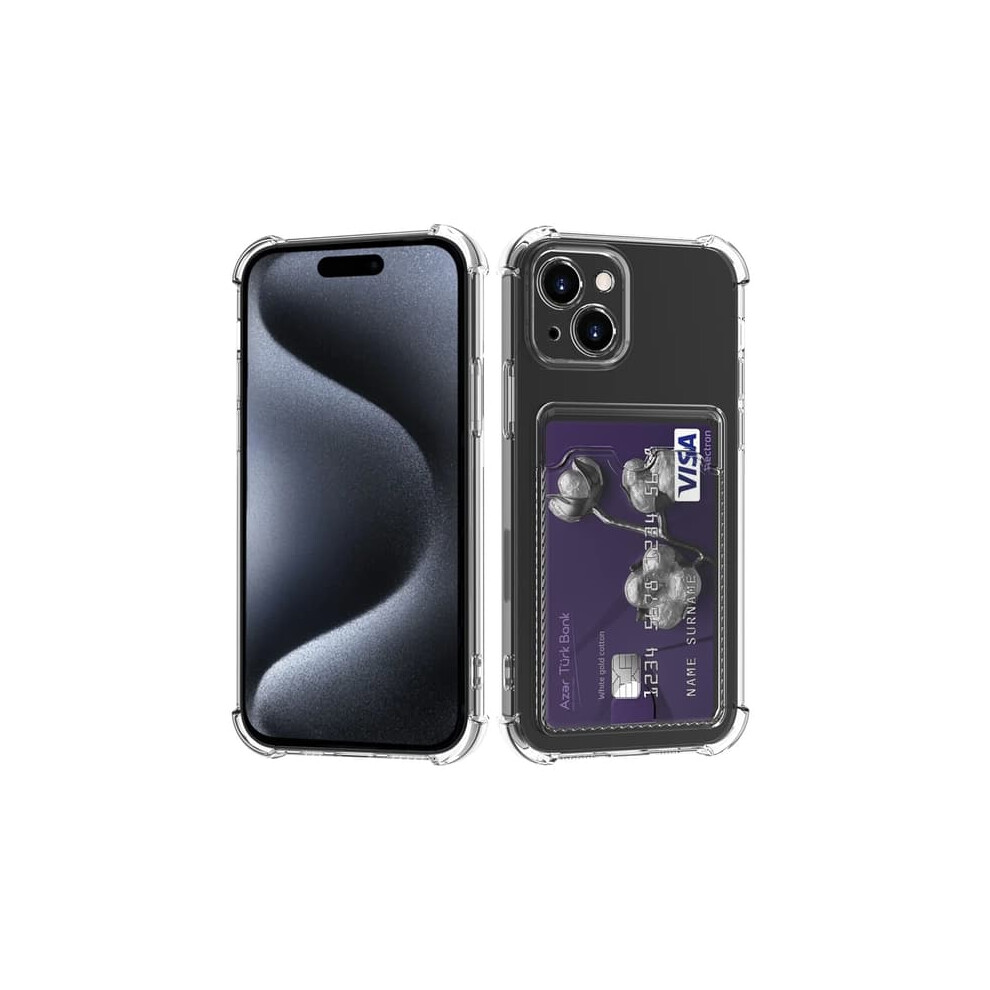 Iphone 15 Shockproof Case With Card Holder Transparent 962125219098