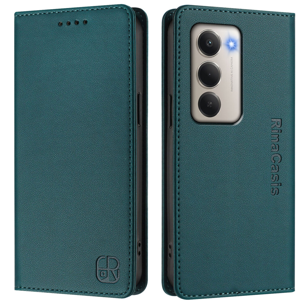 (Dark ) For Xiaomi Redmi 15 5G (Global) (169Mm) Leather Case Rinacasis Rc01 Phone Cover With Rfid Blocking Wallet Stand Green 6914296636512