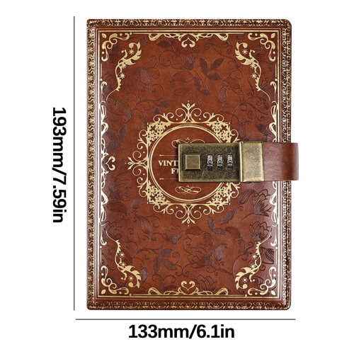 Brown Vintage B6 Notebook with Password Lock 112 Pages 2