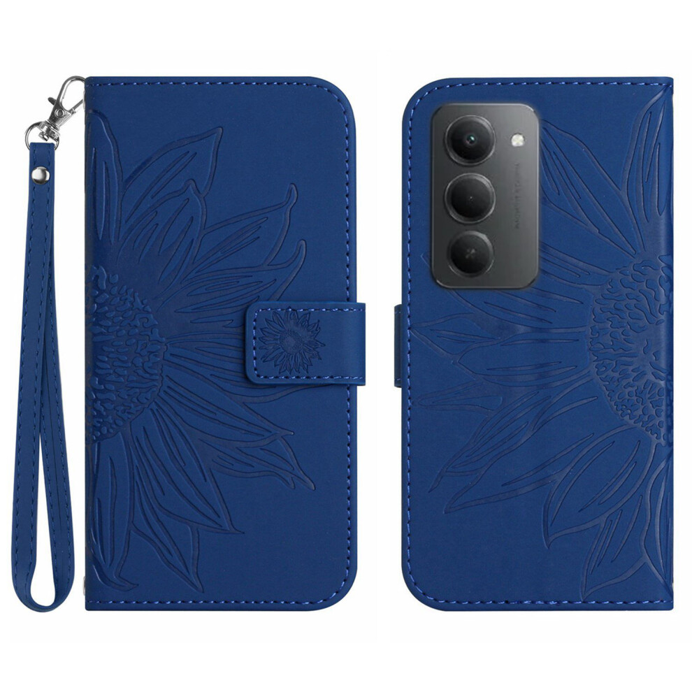 (Sapphire) For Xiaomi Redmi 15 5G (Global) (169Mm) Case Sunflower Imprint Leather Wallet Phone Cover With Wrist Strap Blue 6914298673959