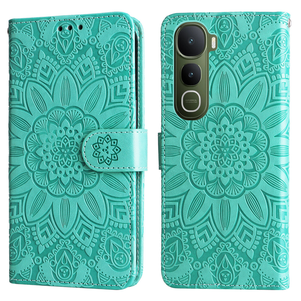 (Green) For Vivo Y400 5G Case Sunflower Imprint Leather Wallet Phone Cover Green 6914290316663