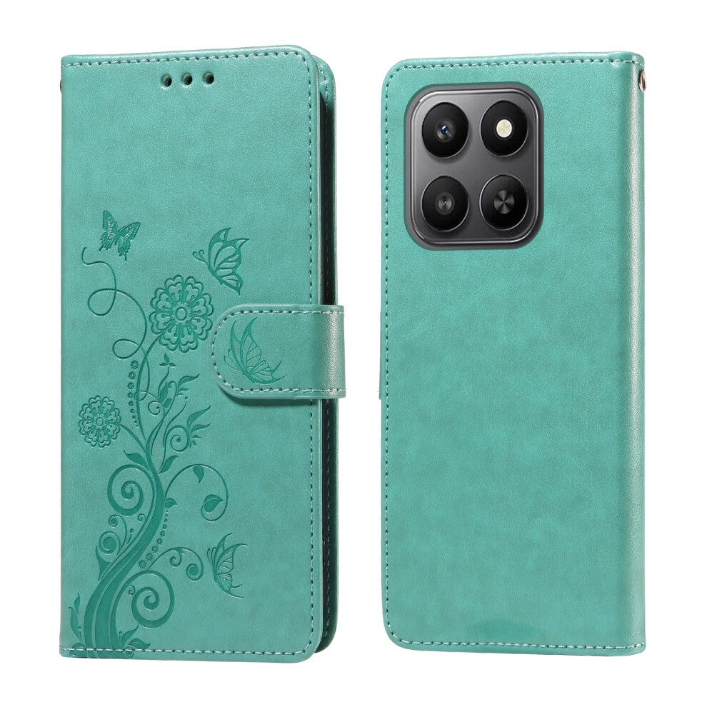 (Green) For Honor 400 Smart 5G / 4G / X7d 4G Leather Case Butterfly Floral Imprint Wallet Stand Cover Green 6914294623187