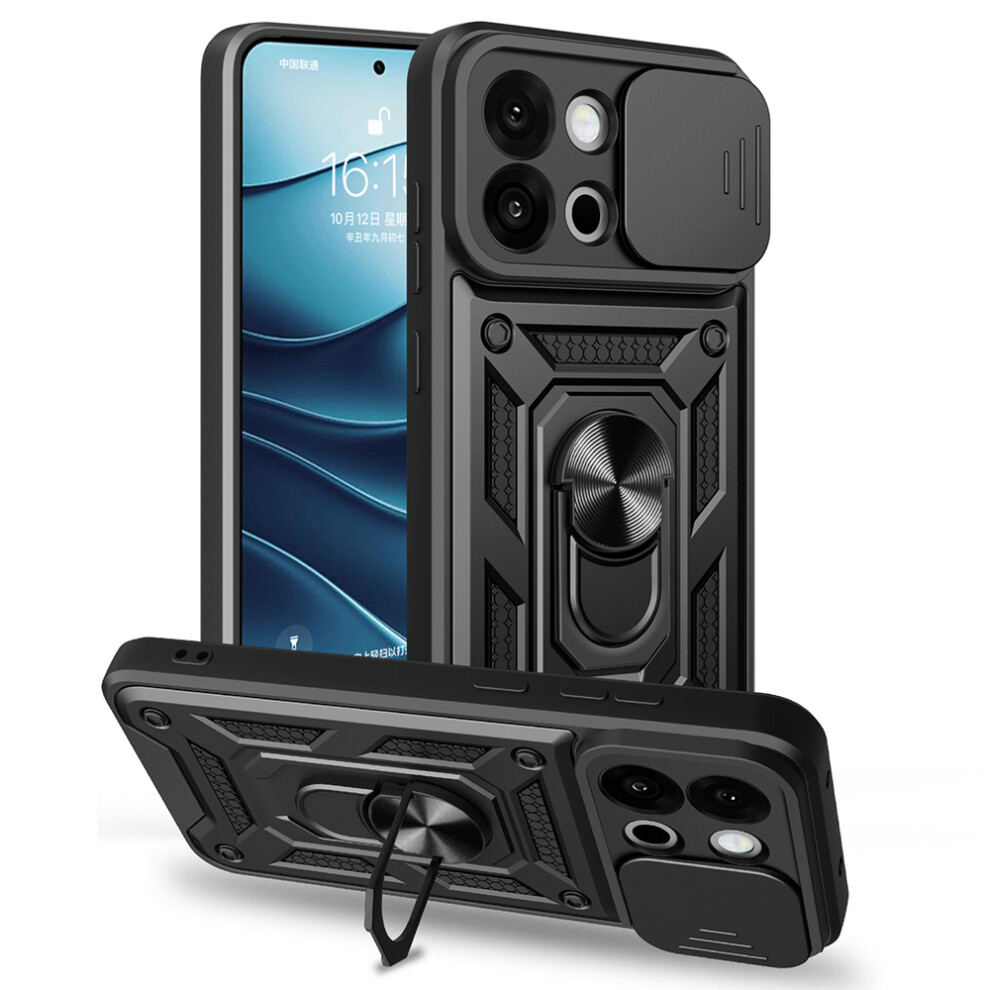 (Black) Amorus For Oneplus 13S 5G / 13T 5G Case Kickstand Pc + Tpu Phone Cover With Camera Lens Slider Black 6914295798235
