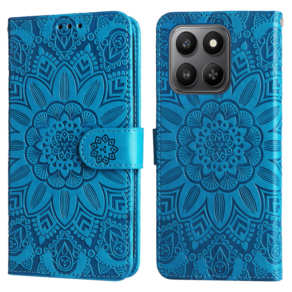(Blue) For Honor 400 Smart 5G / 4G / X7d 4G Case Sunflower Imprint Leather Wallet Phone Cover Blue 6914297142692