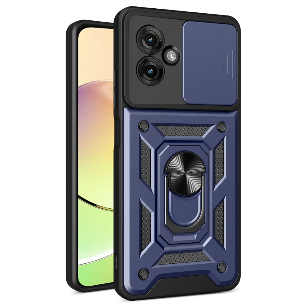 (Blue) Amorus For Motorola Moto G55 5G Case Kickstand Pc + Tpu Phone Cover With Camera Lens Slider Blue 6914295681650