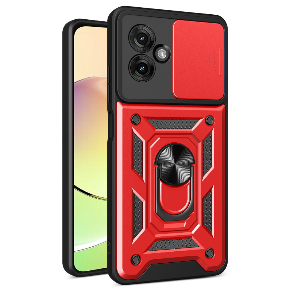 (Red) Amorus For Motorola Moto G55 5G Case Kickstand Pc + Tpu Phone Cover With Camera Lens Slider Red 6914297417387