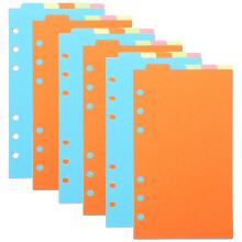 6 juegos de recambios de papel, separadores de carpeta coloridos, separadores de papel organizadores, recambios de papel duraderos para la escuela.