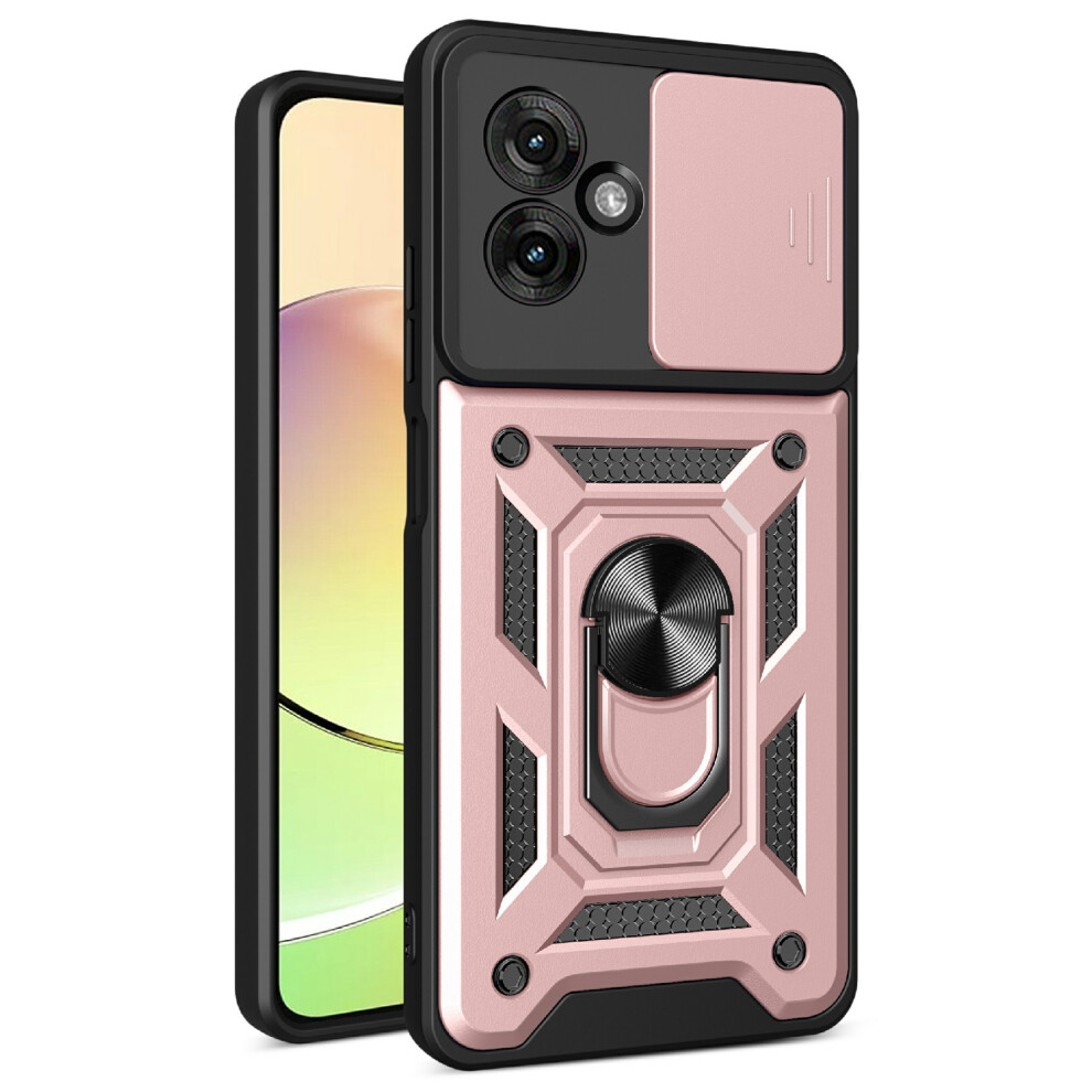 (Rose ) Amorus For Motorola Moto G55 5G Case Kickstand Pc + Tpu Phone Cover With Camera Lens Slider Gold 6914292353697