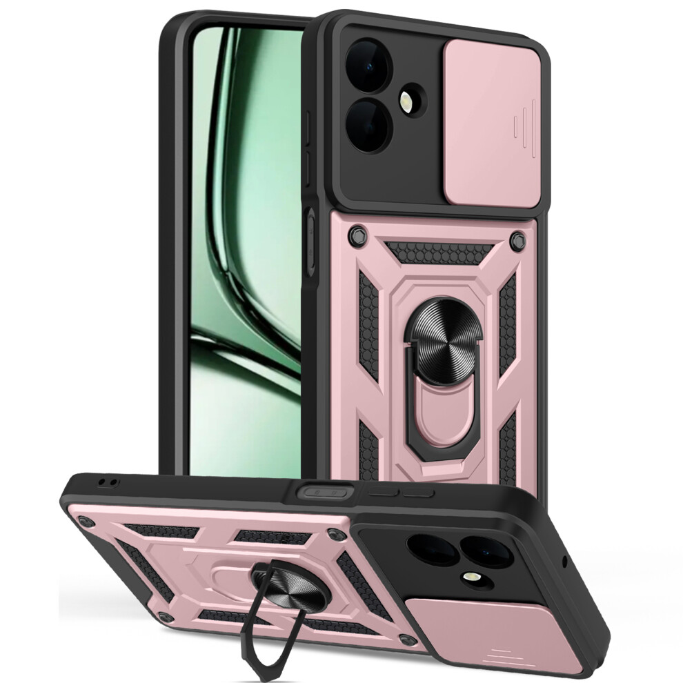 (Rose ) Amorus For Samsung Galaxy A07 5G / A07 4G Case Kickstand Pc + Tpu Phone Cover With Camera Lens Slider Gold 6914297798042