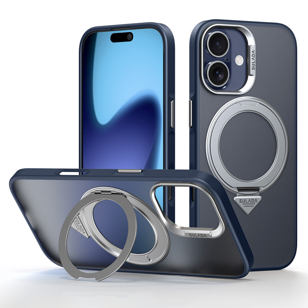 (Titanium ) Sulada For Iphone 17 Case Magnetic Case Anti-Fingerprints Matte Tpu + Pc Phone Cover With Kickstand Blue 6914295090896