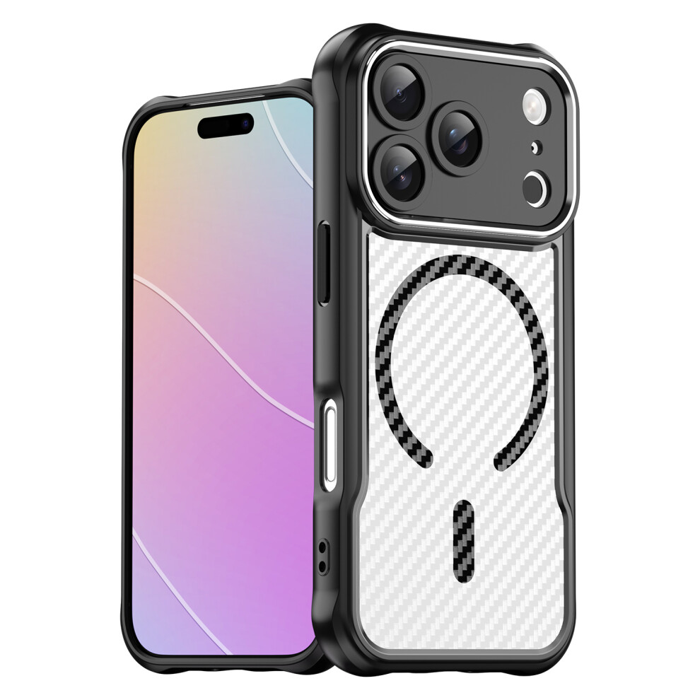 (Black) For Iphone 17 Pro Case Compatible With Magsafe Carbon Fiber Textured Hybrid Phone Cover Black 6914293816634
