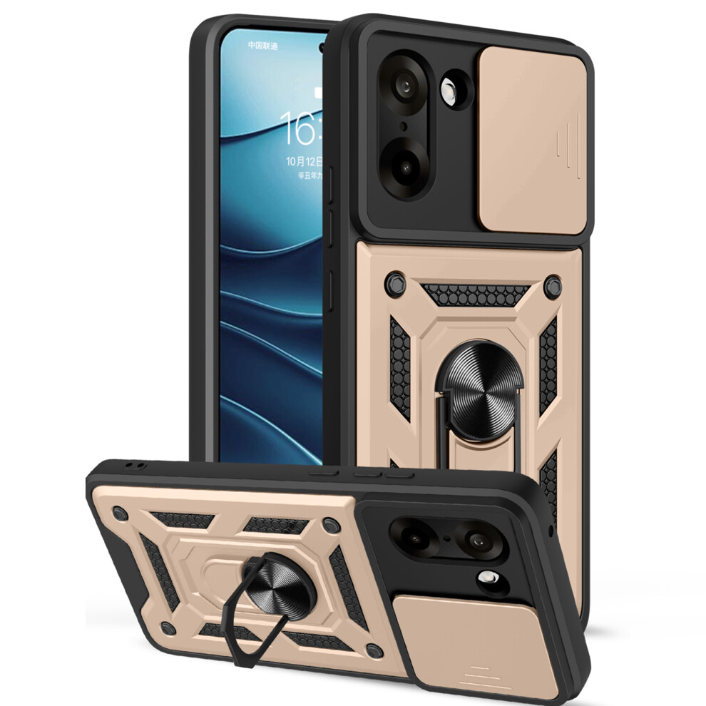 (Gold) Amorus For Oneplus Nord Ce5 5G / Ace 5 Racing 5G Case Kickstand Pc + Tpu Phone Cover With Camera Lens Slider Gold 6914296057966