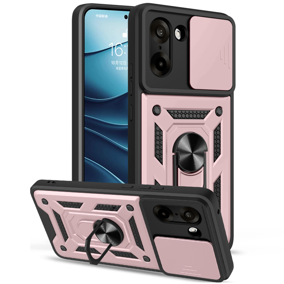 (Rose ) Amorus For Oneplus Nord Ce5 5G / Ace 5 Racing 5G Case Kickstand Pc + Tpu Phone Cover With Camera Lens Slider Gold 6914294693814
