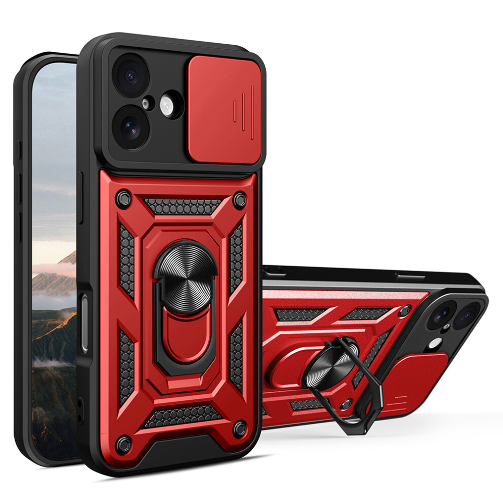 (Red) Amorus For Iphone 17 Case Kickstand Pc + Tpu Phone Cover With Camera Lens Slider Red 6914299583066