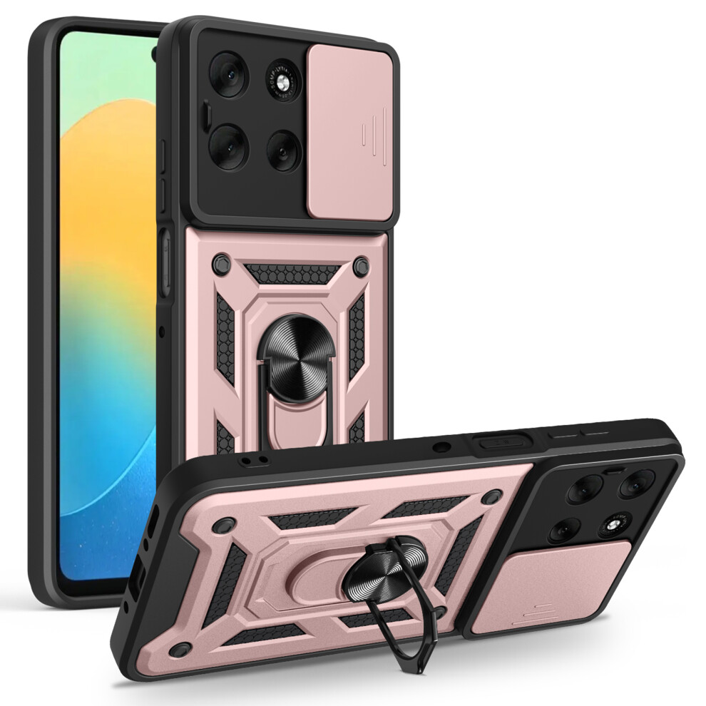 (Rose ) Amorus For Motorola Moto G56 5G Case Kickstand Pc + Tpu Phone Cover With Camera Lens Slider Gold 6914293059819