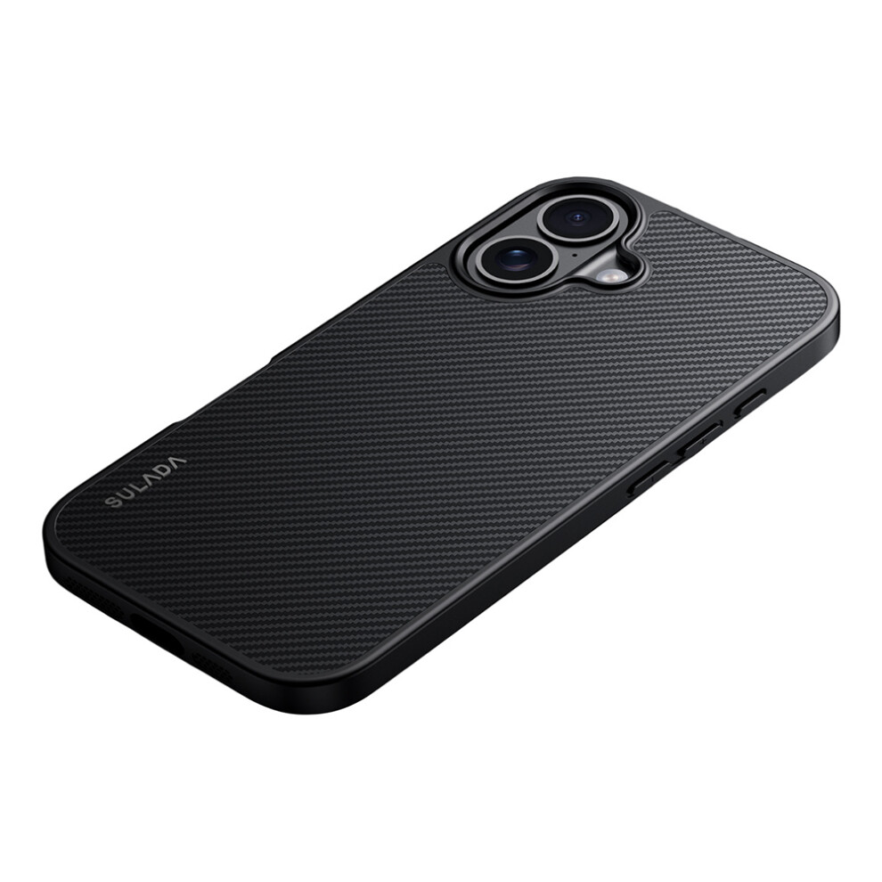 (Black) Sulada For Iphone 17 Case Compatible With Magsafe Metal Lens Frame Pu+Tpu Phone Cover Black 6914290404780
