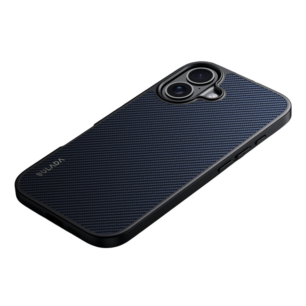 (Blue) Sulada For Iphone 17 Case Compatible With Magsafe Metal Lens Frame Pu+Tpu Phone Cover Blue 6914291281359
