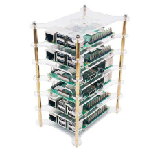 Boîtier transparent à 6 couches en acrylique pour Raspberry Pi 4B/3B+/3B/2B/B+ (sans Raspberry Pi)