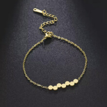 RSAMD K-pop cubic round charm bracelet gold stainless steel