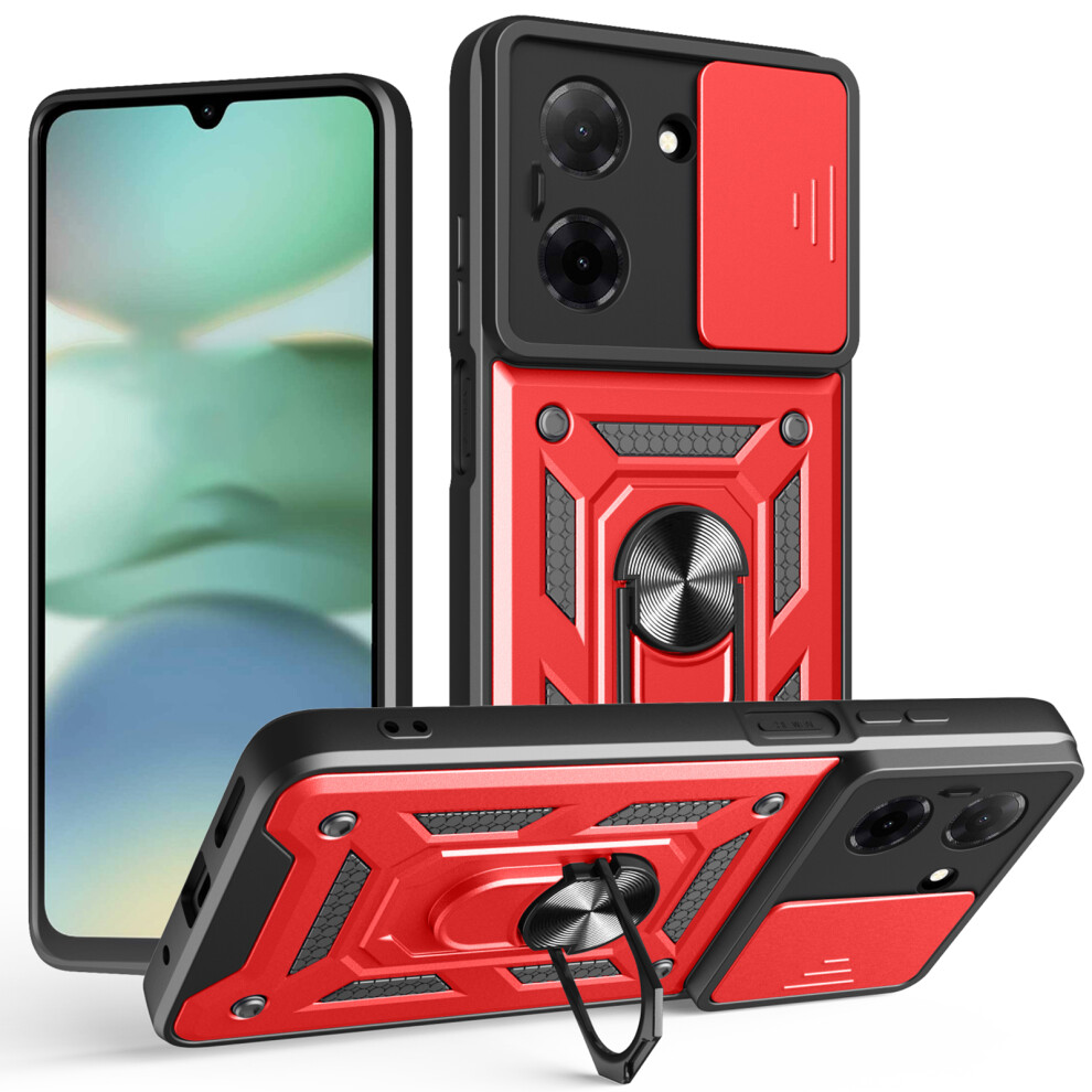 (Red) Amorus For Xiaomi Mi A5 Nfc (Eu) (173.45Mm) Case Kickstand Pc + Tpu Phone Cover With Camera Lens Slider Red 6914295856010