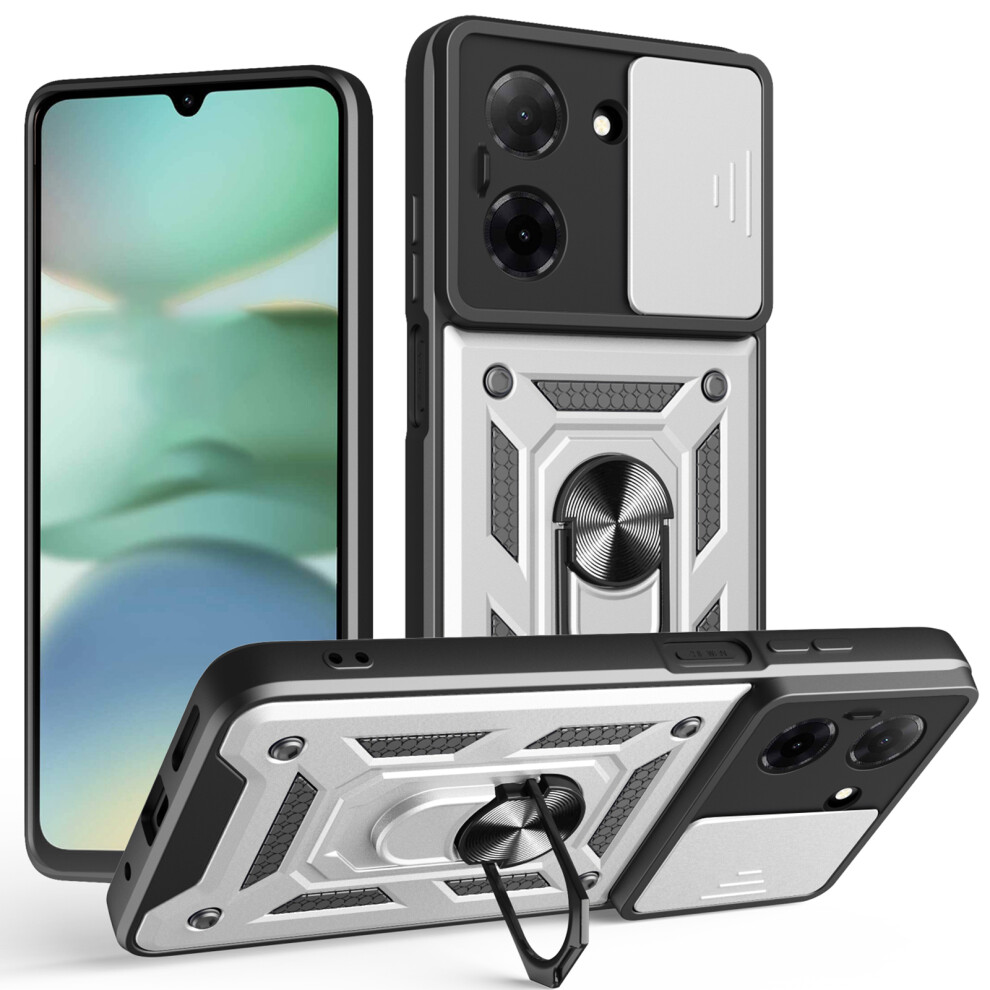 (Silver) Amorus For Xiaomi Redmi A5 Nfc (Eu) (173.45Mm) Case Kickstand Pc + Tpu Phone Cover With Camera Lens Slider Silver 6914296511444