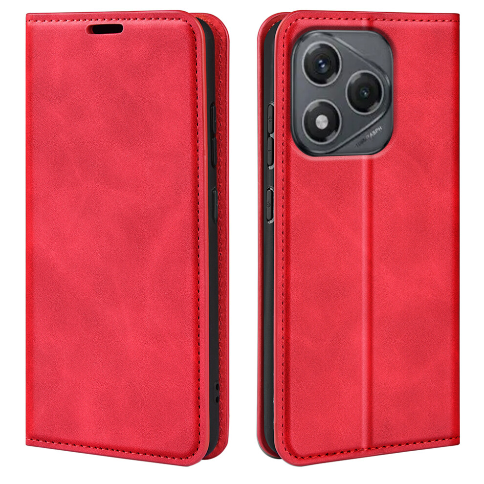 (Red) For Honor 400 Smart 5G / 4G / X7d 4G Case Skin Touch Leather Wallet Phone Cover Red 6914293852496