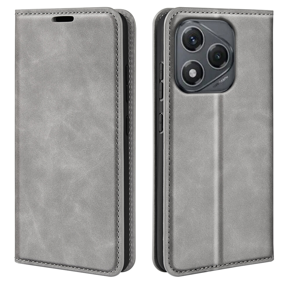 (Grey) For Honor 400 Smart 5G / 4G / X7d 4G Case Skin Touch Leather Wallet Phone Cover Grey 6914293714572