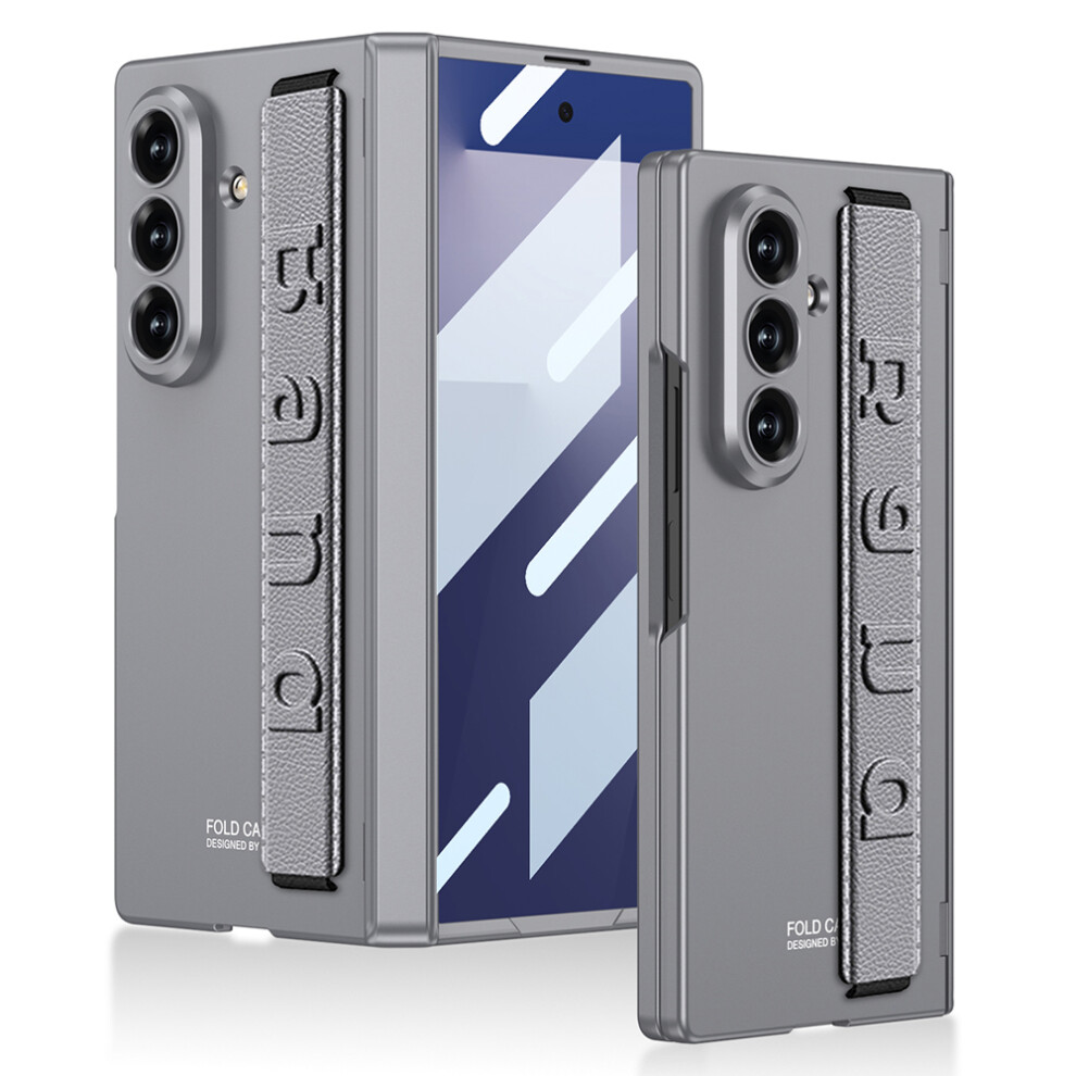 (Grey) Gkk For Samsung Galaxy Z Fold7 5G Case With Strap / Hinge Protection Pc Phone Cover With Tempered Glass Film Grey 6914290667321