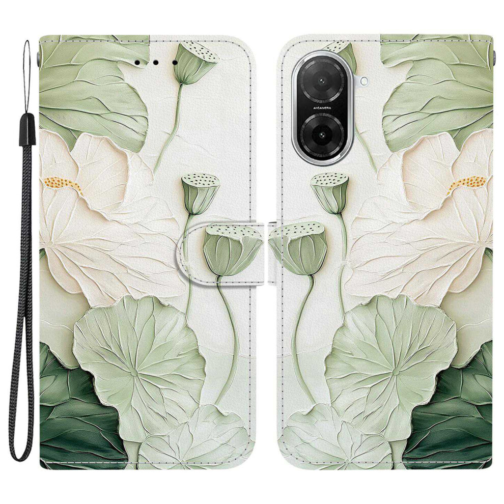 (Lotus) For Xiaomi Redmi A5 4G (171.7Mm) / Poco C71 4G Wallet Case Pattern Printing Leather Stand Phone Cover With Strap 6914296932027