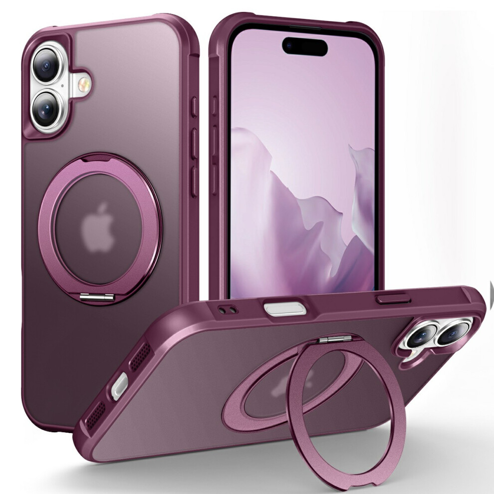 (Wine ) For Iphone 17 Case Magnetic Kickstand Tpu + Pc Shockproof Hybrid Phone Cover Red 6914293024138