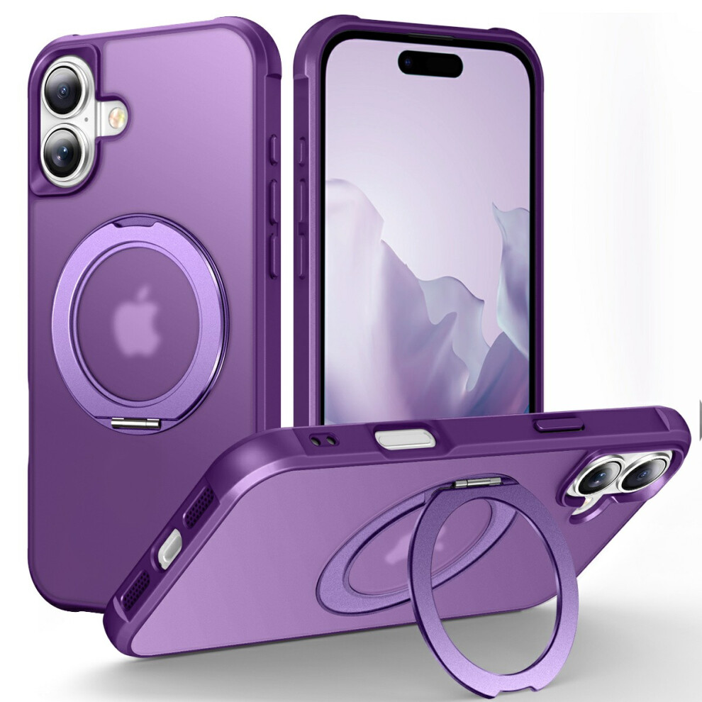 (Purple) For Iphone 17 Case Magnetic Kickstand Tpu + Pc Shockproof Hybrid Phone Cover Purple 6914295230629