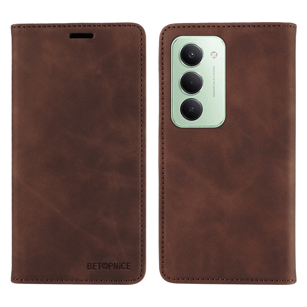 (Brown) Betopnice For Xiaomi Poco M7 Plus 5G / Redmi 15 5G (Global) (169Mm) Case Magnetic Closure Rfid Blocking Wallet Stand Leather Pho Brown 6914294298361