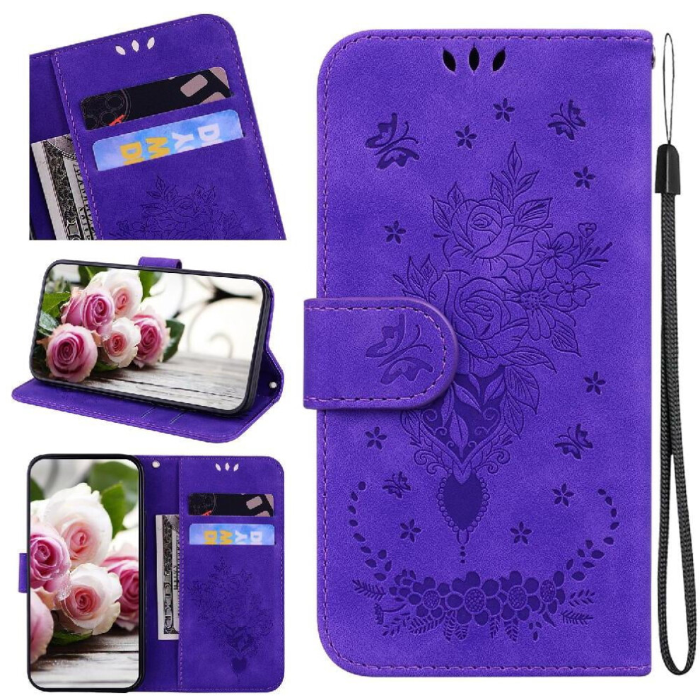 Iphone 16 Wallet Case Rose Embossed Pu Leather With 971050987033