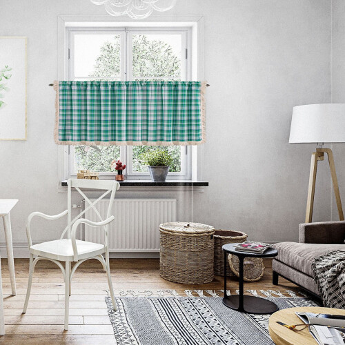 Plaid Blackout Curtain Valance Green 59x18 in 1 Panel 1