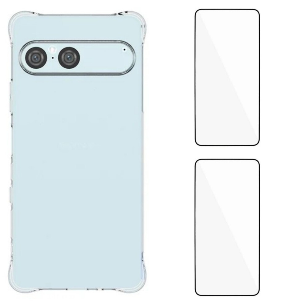 (Transparent) Wanlonfeng For Sony Xperia 10 Vii Tpu Case Wl2 Series 2.0Mm Phone Cover With 2Pcs Tempered Glass Films 6914297753317