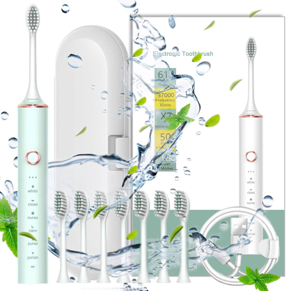Txmfgh Electric Toothbrush 8 Brush Heads 6 Modes IPX7