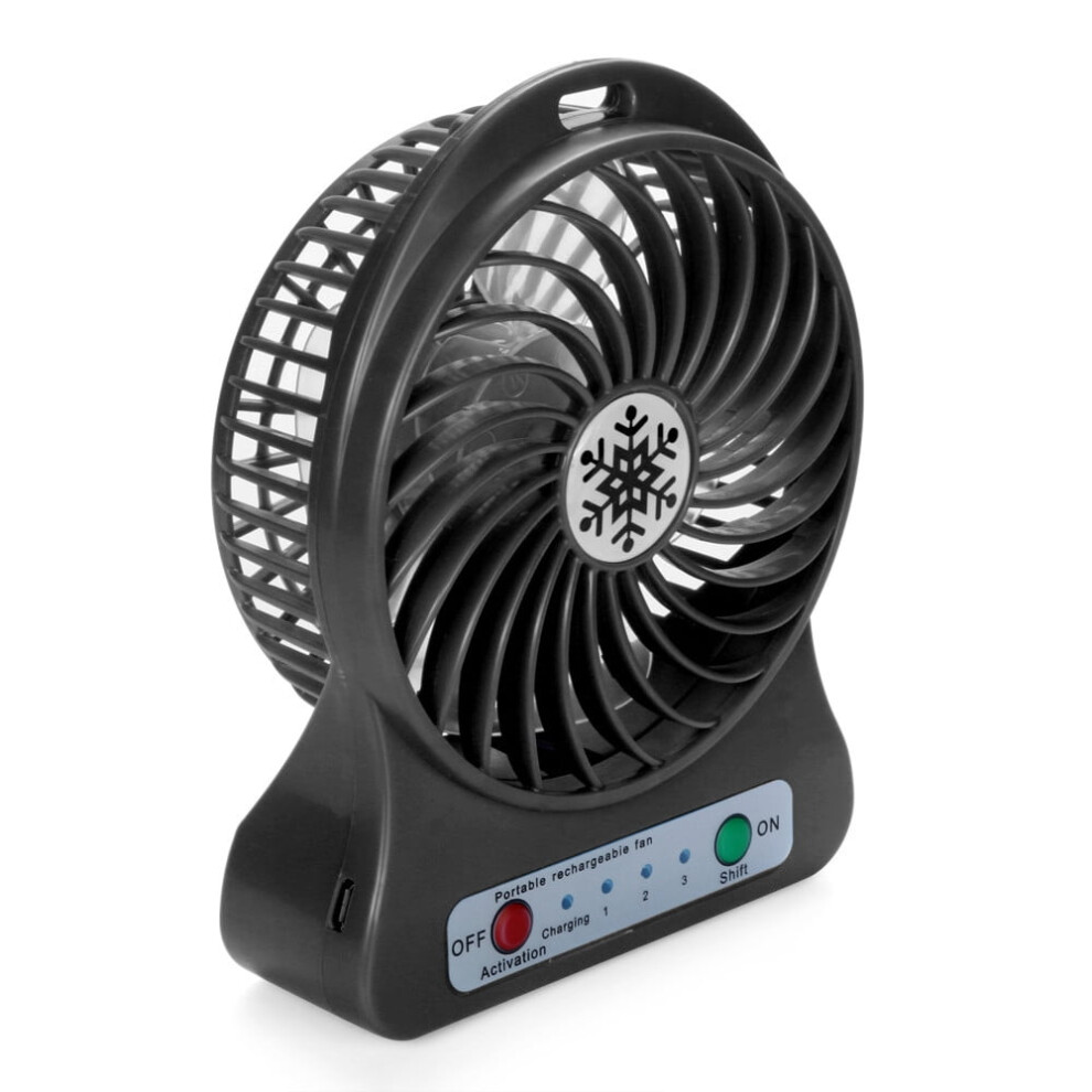 Led Desk Fan With Usb Rechargeable Battery Black 972700658860