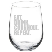 Verre à vin Gobelet Cadeau Manger Boire Cornhole Recommencer (17 oz sans pied)
