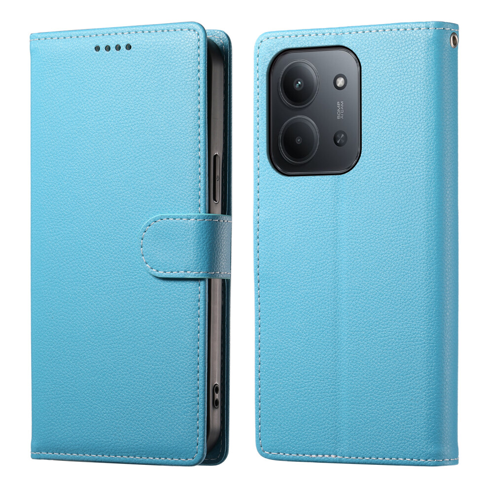 (Sky ) For Xiaomi Redmi 15C 5G (Eu) (173Mm) / 4G (Eu) (173Mm) Case Magnetic Snap Litchi Texture Leather Wallet Phone Cover With Wrist S Blue 6914292658648