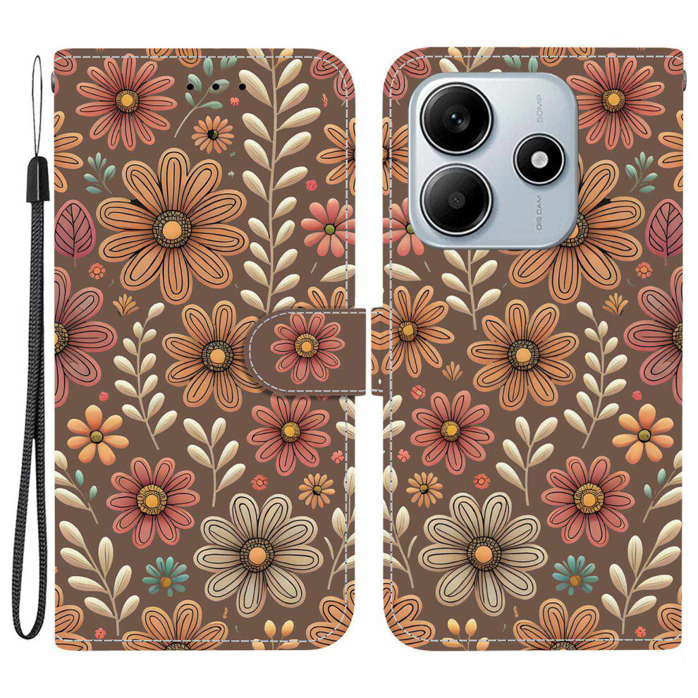 (Blossom) For Xiaomi Redmi Note 14 5G Wallet Case Pattern Printing Leather Stand Phone Cover With Strap 6914293345561