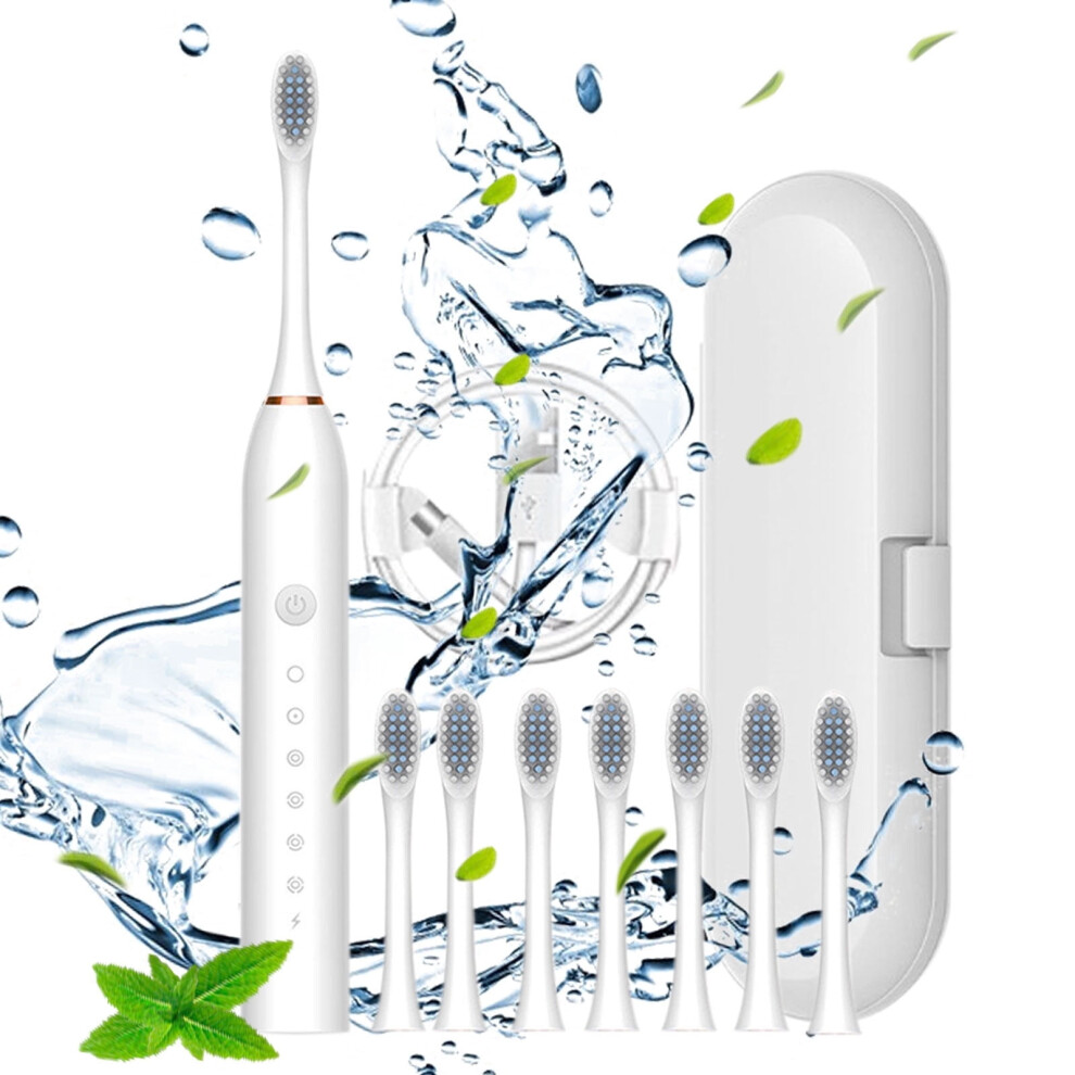 Txmfgh Electric Toothbrush 8 Brush Heads 6 Modes IPX7
