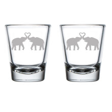 Set borrelglaasjes met olifantendesign (2 stuks, 50 ml)