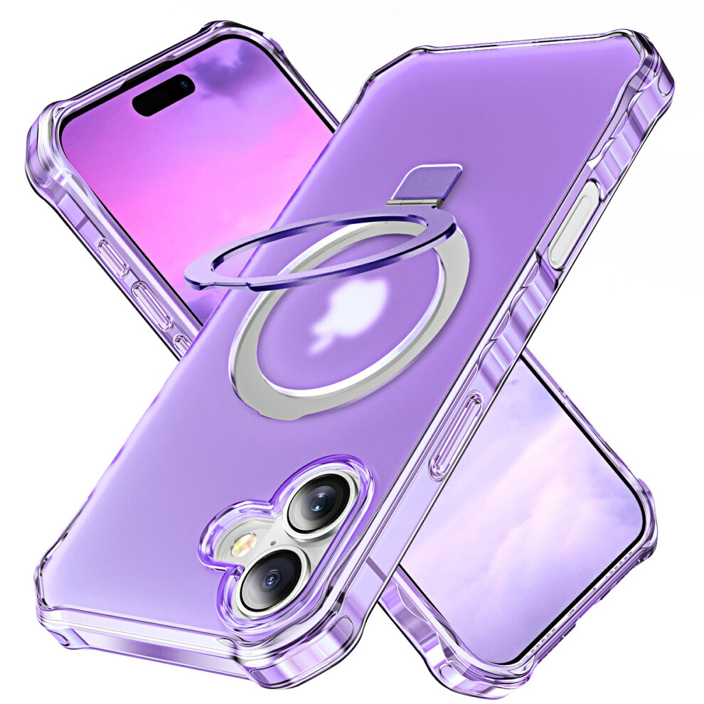 (Purple) For Iphone 17 Case Compatible With Magsafe Matte Kickstand Hybrid Phone Cover Small Wavy Edge Purple 6914296686043