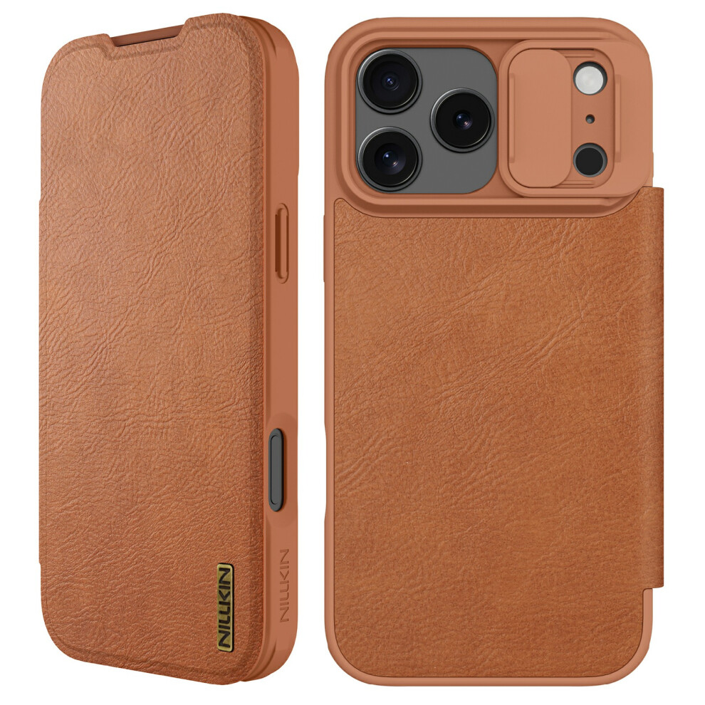 (Brown) Nillkin Qin Pro Series For Iphone 17 Pro Case With Card Slots Leather Phone Cover Brown 6914292789250