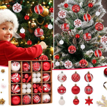 Quinlirra Christmas Ball Ornaments Red Gold 42 PCS
