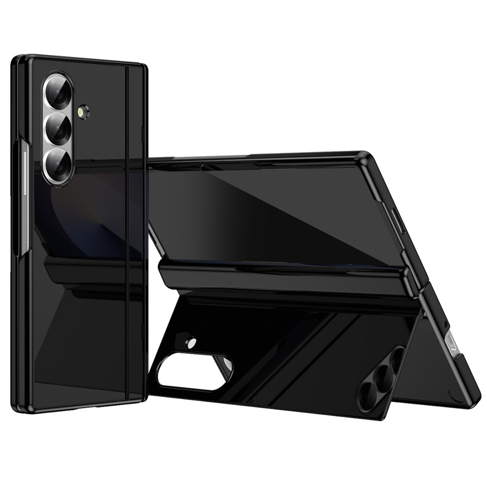 (Black) For Samsung Galaxy Z Fold7 5G Pc Phone Case With Back Cover Kickstand And Tempered Glass Film Black 6914291041618
